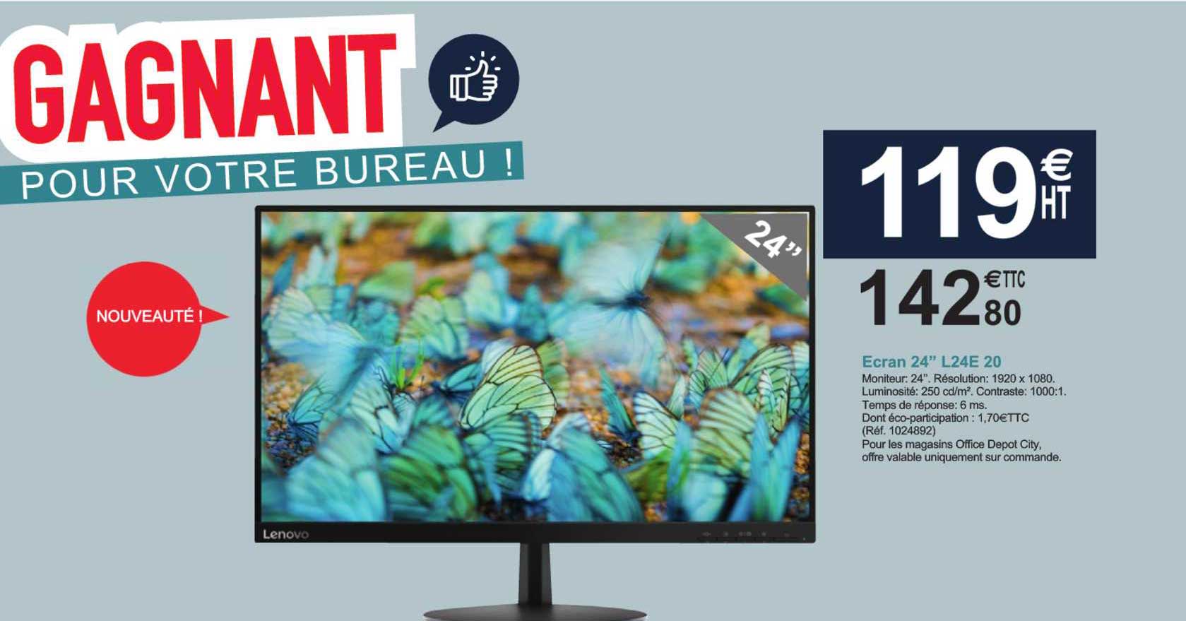 écran 24" L24e 20 Lenovo