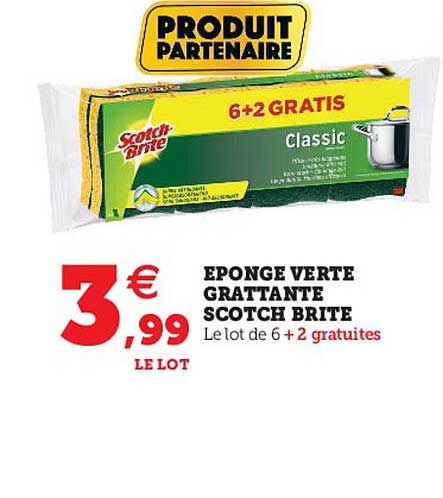 éponge verte grattante scotch brite