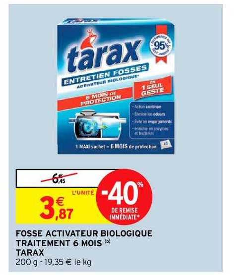 fosse activateur biologique traitement 6 mois tarax