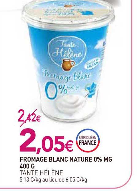 fromage blanc nature 0% mg 400 g tante hélène