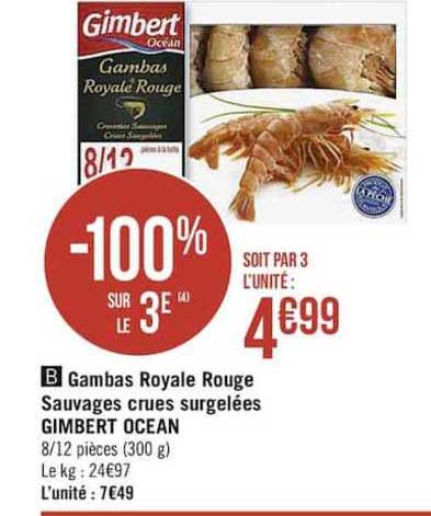 gambas royale rouge sauvages crues surgelées gimbert ocean