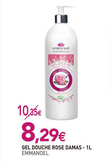 gel douche rose damas - 1l emmanoel