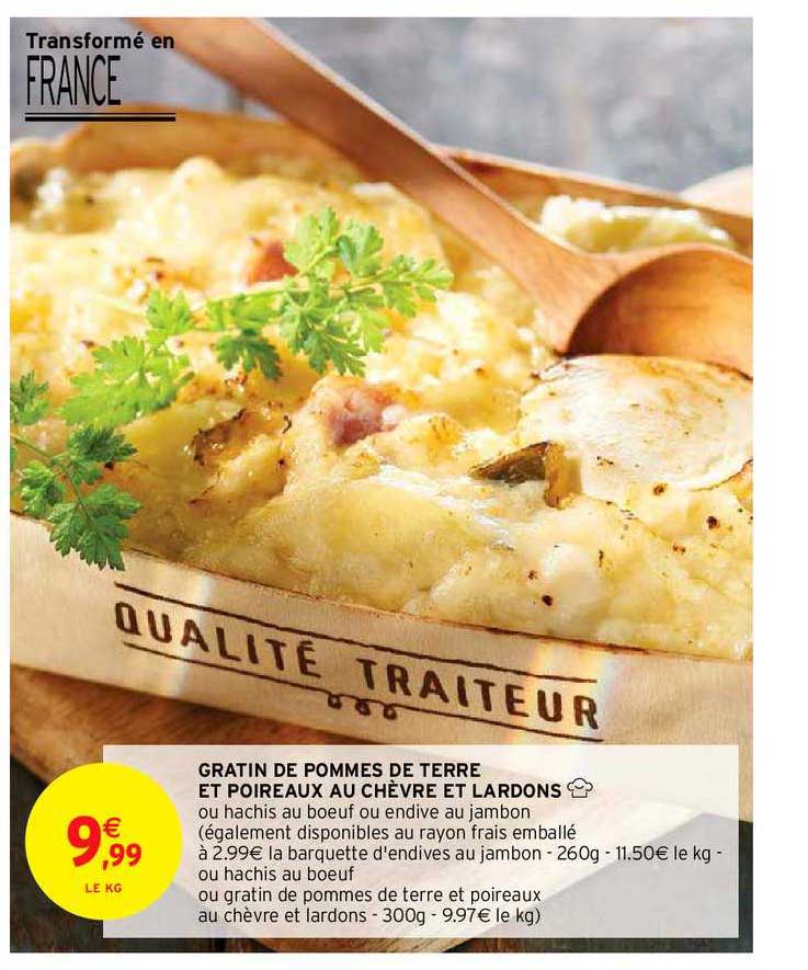 Gratin De Pommes De Terre Et Poireaux Au Chèvre Et Lardons