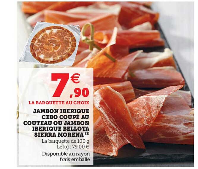 jambon ibérique cebo coupé au couteau ou jambon ibérique bellota sierra morena