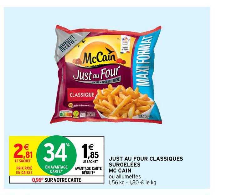 just au four classiques surgelées mc cain