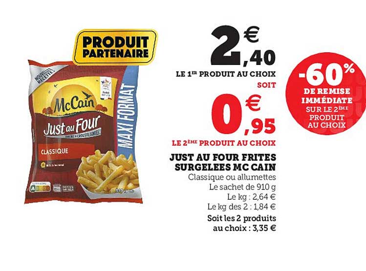 just au four frites surgelées mc cain