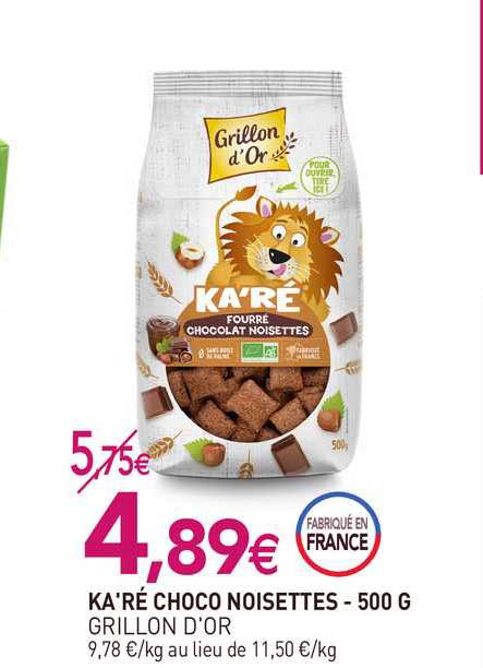 Ka'ré Choco Noisettes - 500 G Grillon D'or