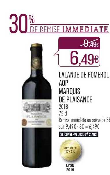 lalande de pomerol aop marquis de plaisance 2018