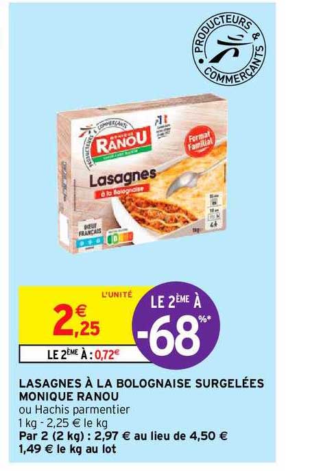 lasagnes à la bolognaise surgelées monique ranou