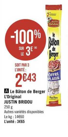 le bâton de berger l'original justin bridou