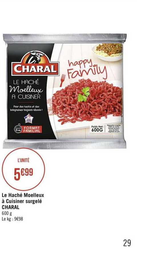 le haché moelleux à cuisiner surgelé charal