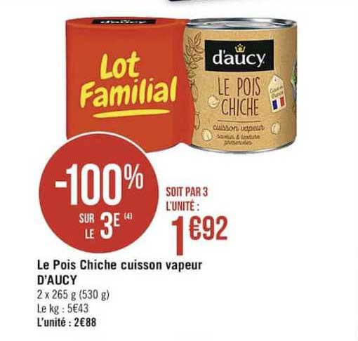 le pois chiche cuisson vapeur d'aucy