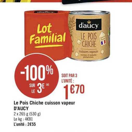 Le Pois Chiche Cuisson Vapeur D'aucy