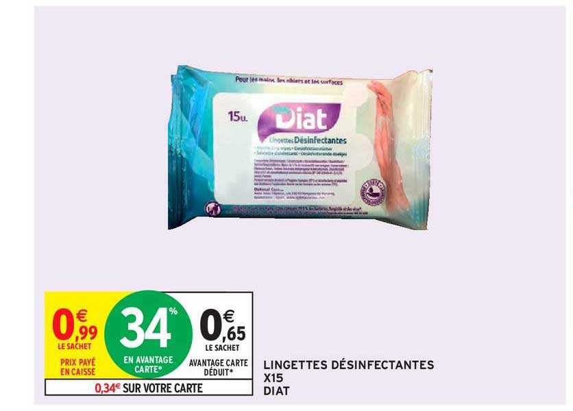 lingettes désinfectantes x15 diat