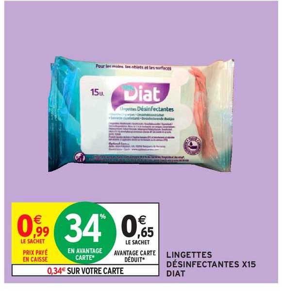 lingettes désinfectantes x15 diat