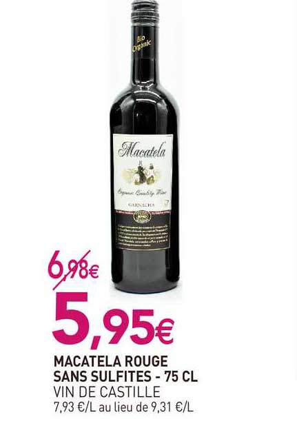macatela rouge sans sulfites - 75 cl vin de castille