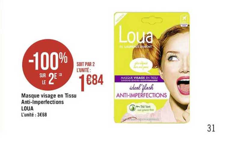 masque visage en tissu anti-imperfections loua