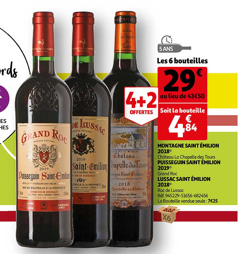 montagne saint émilion 2018 château la chapelle des tours, puisséguin saint émilion 2019 grand roc, lussac saint émilion 2018 roc de lussac