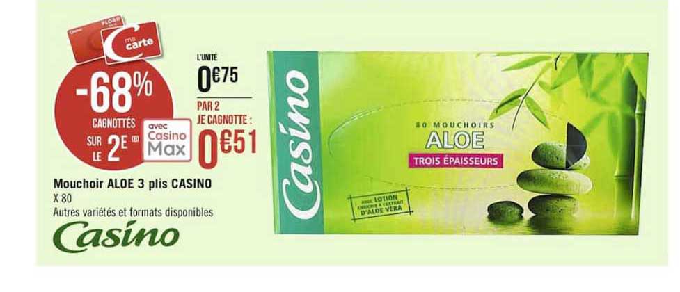 mouchoir aloé 3 plis casino