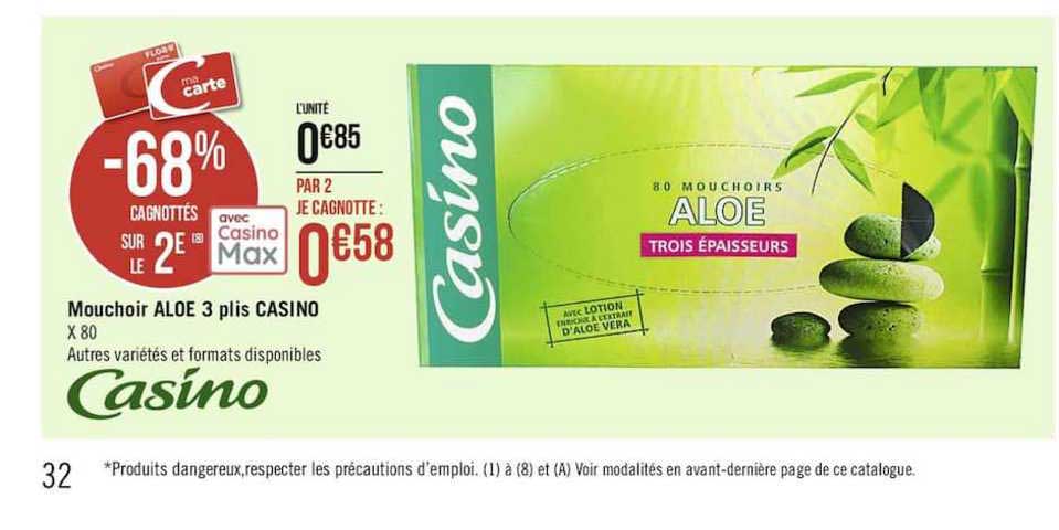 mouchoir aloe 3 plis casino