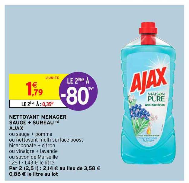 Nettoyant Ménager Sauge + Sureau Ajax