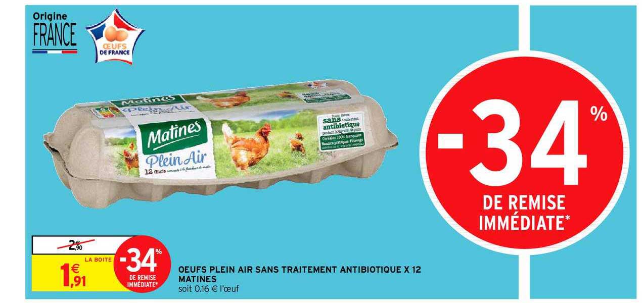 oeufs plein air sans traitement antibiotique x12 matines
