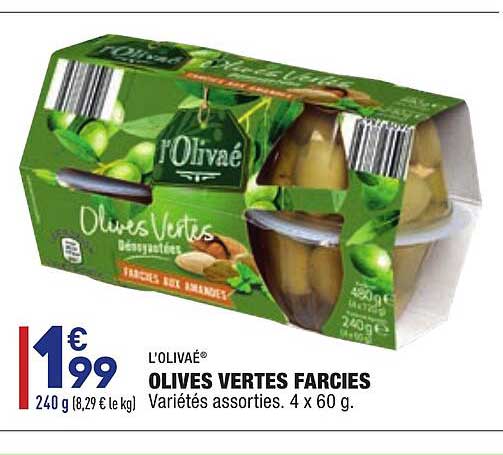 Olives Vertes Farcies L'olivaé