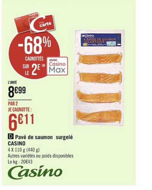 Pavé De Saumon Surgelé Casino