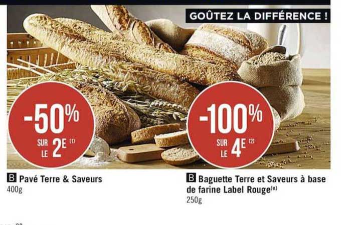 Pavé Terre & Saveurs, Baguette Terre Et Saveurs à Base De Farine Label Rouge