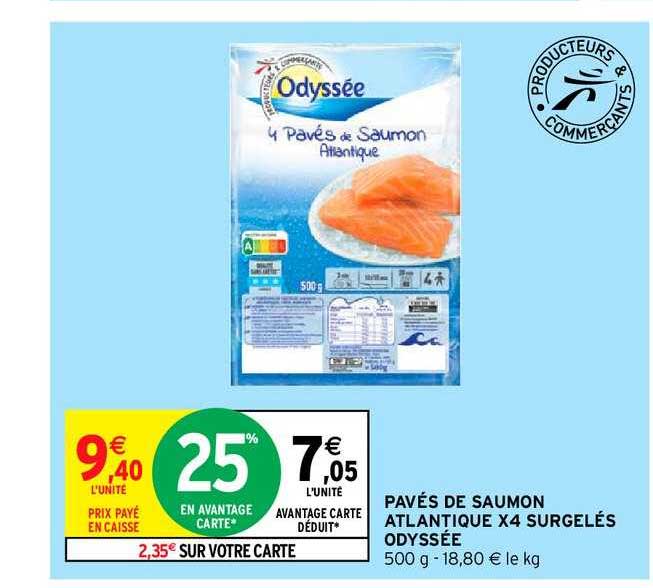 Pavés De Saumon Atlantique X4 Surgelés Odyssée