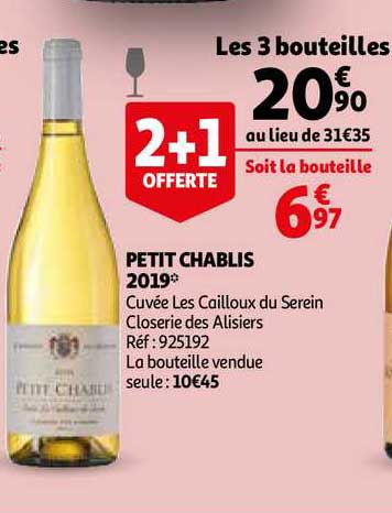 Petit Chablis 2019 Cuvée Les Cailloux Du Serein Closerie Des Alisiers