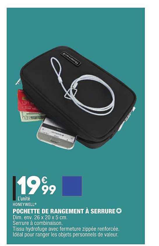 pochette de rangement à serrure honeywell