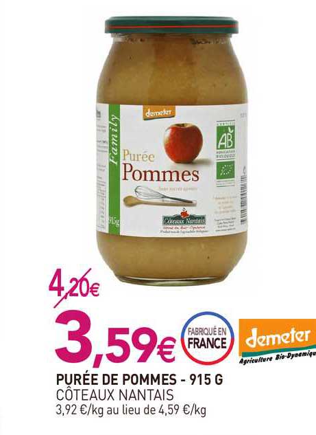 purée de pommes - 915 g côteaux nantais