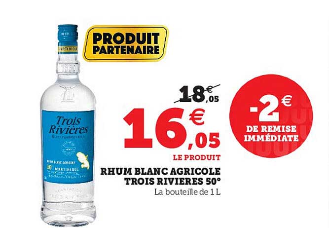 rhum blanc agricole trois rivières 50°