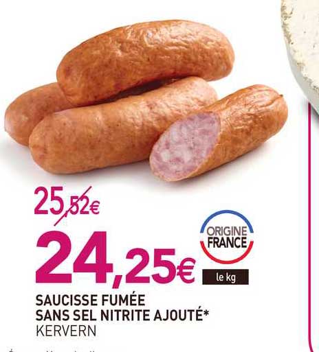 saucisse fumée sans sel nitrite ajouté kervern