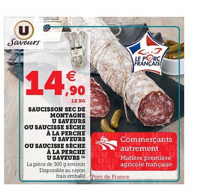 Saucisson Sec De Montagne U Saveurs Ou Saucisse Sèche à La Perche U Saveurs