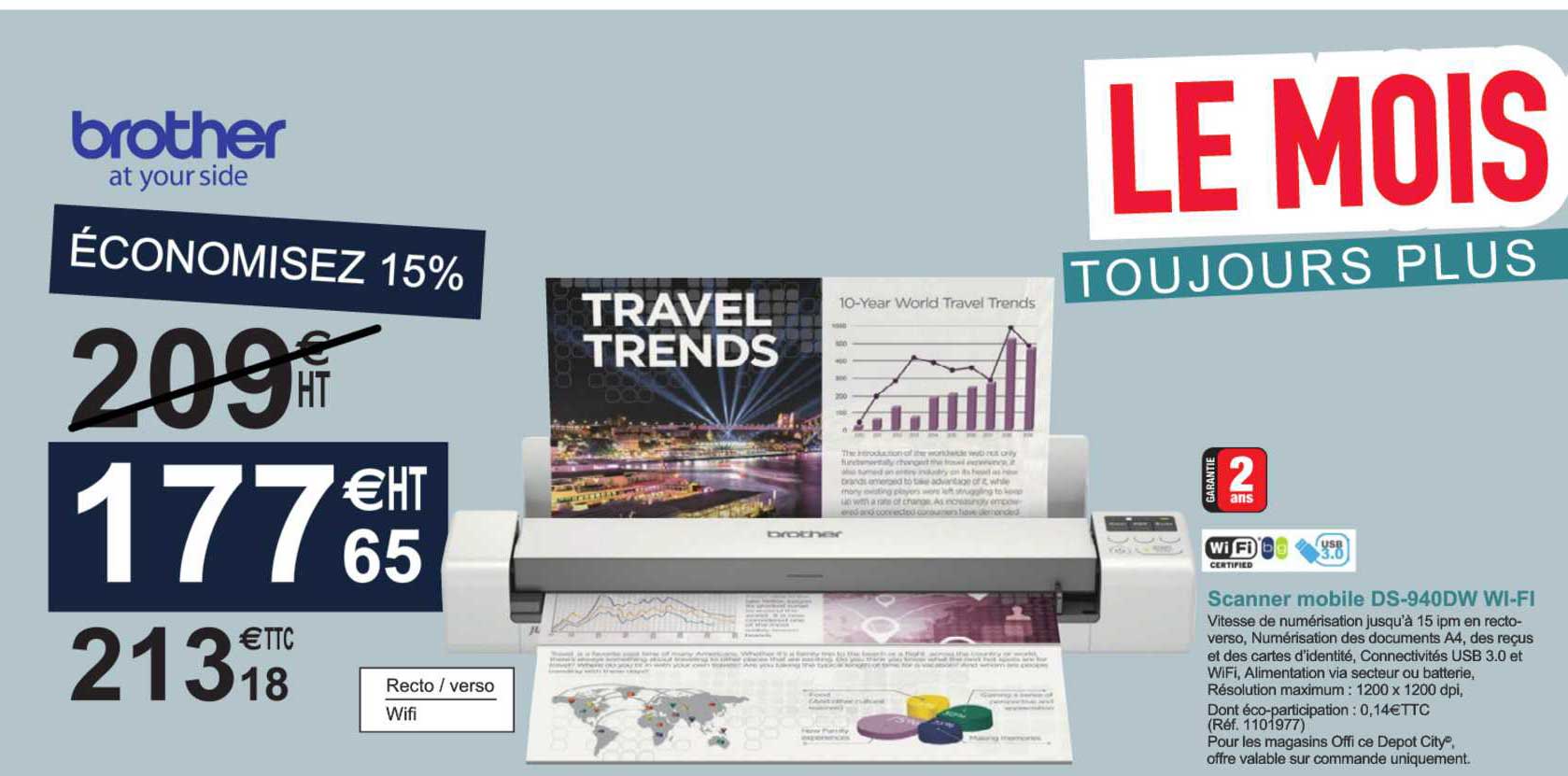 Scanner Mobile Ds-940dw Wi-fi Brother