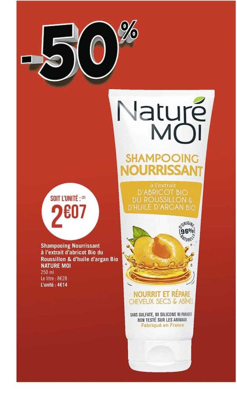 shampooing nourrissant à l'extrait d'abricot bio du roussillons & d'huile d'argan bio naturé moi