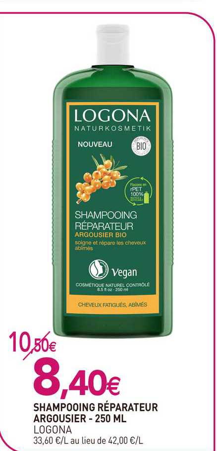 shampooing réparateur argousier - 250 ml logona
