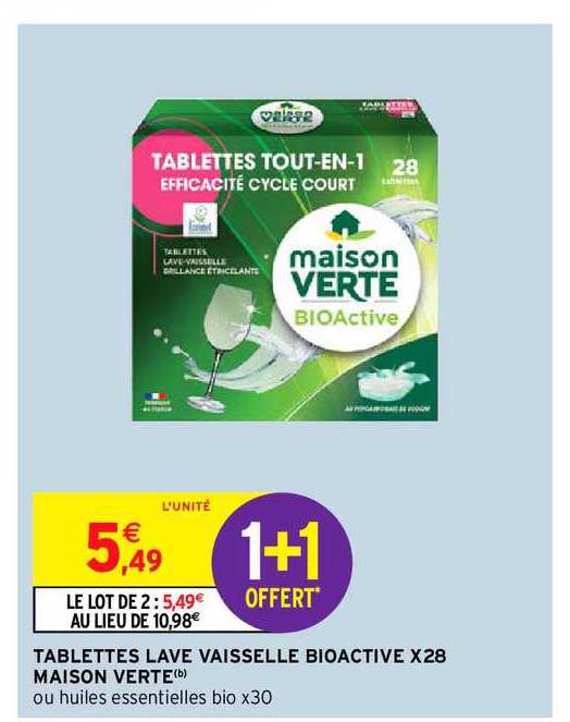 Tablettes Lave Vaisselle Bioactive X28 Maison Verte