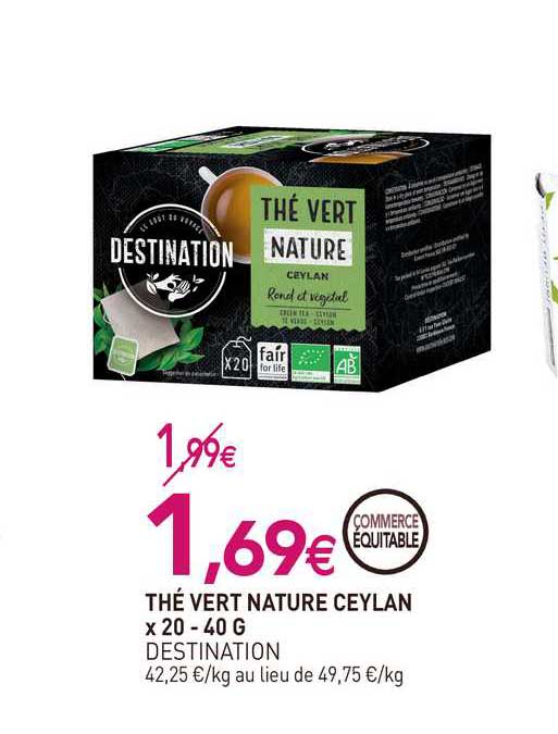 thé vert nature ceylan x20 - 40 g destination
