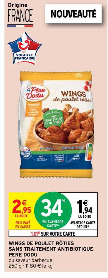 wings de poulet rôties sans traitement antibiotique père dodu