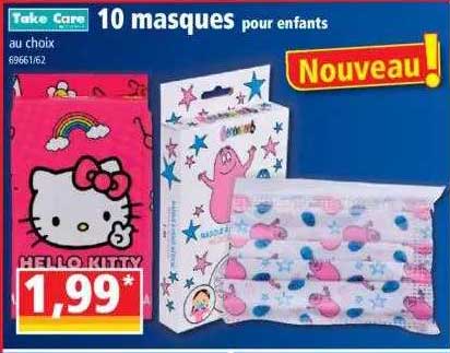 10 masques pour enfants take care