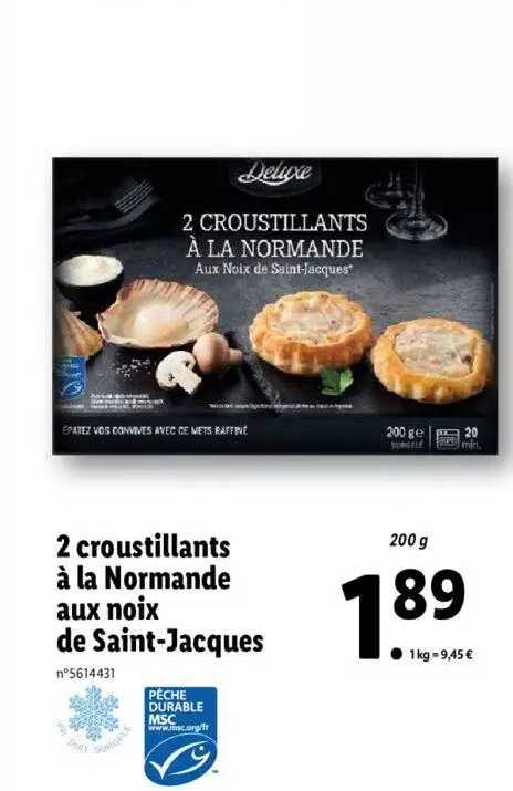 2 croustillants à la normande aux noix de saint-jacques deluxe
