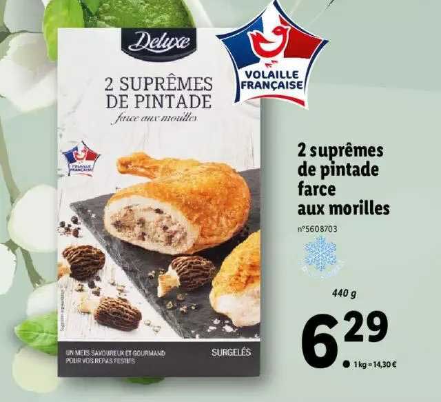 2 suprêmes de pintade farce aux morilles deluxe