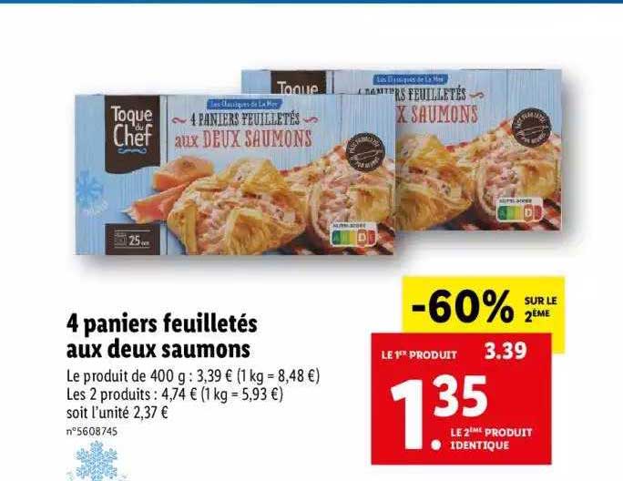 4 paniers feuilletés aux deux saumons toque du chef