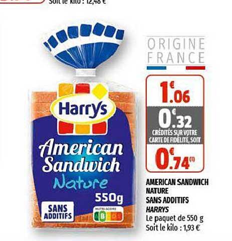 american sandwich nature sans additifs harrys