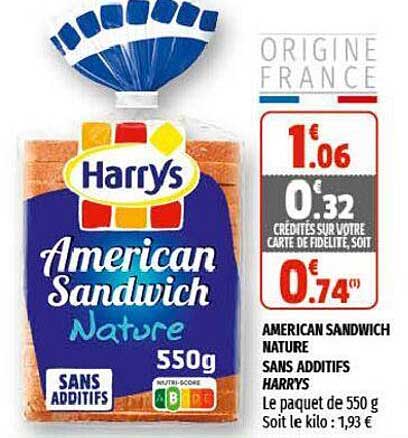 american sandwich nature sans additifs harrys