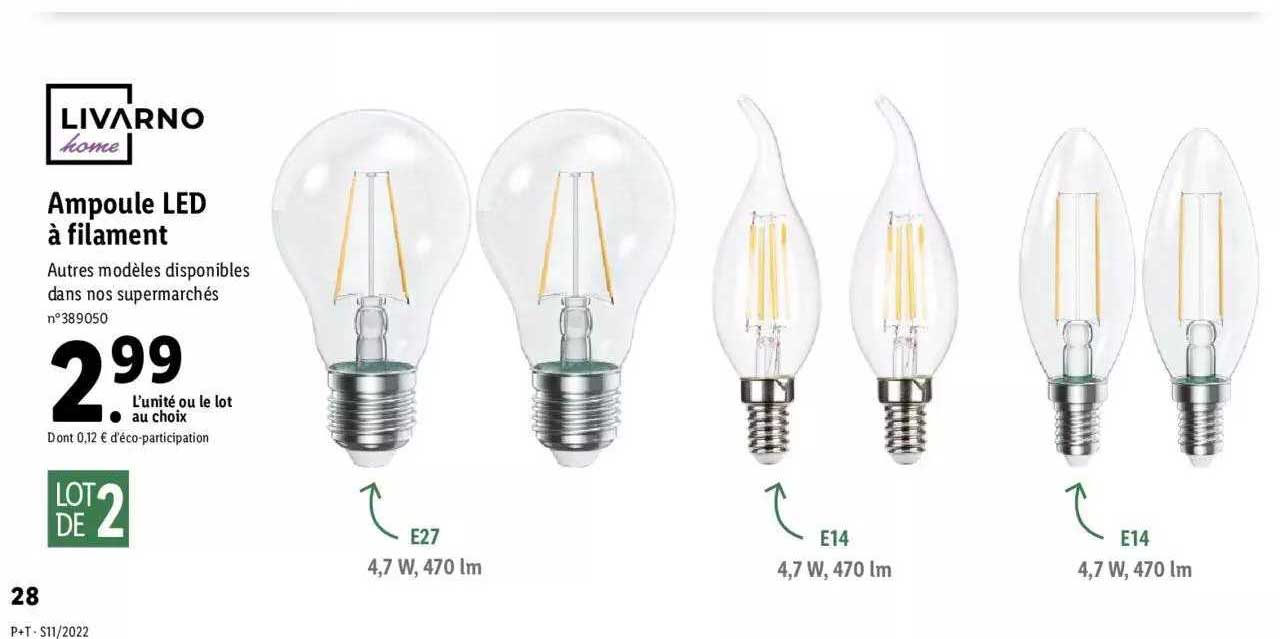 ampoule led à filament livarno