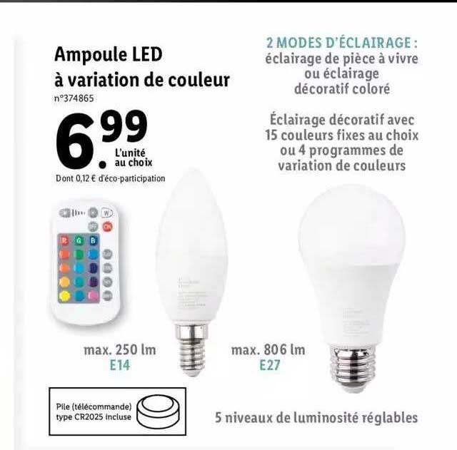 ampoule led à variation de couleur